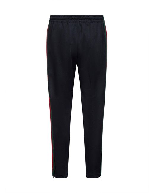 Gucci Blue Dark Technical Jersey Jogging Trousers With Web for men