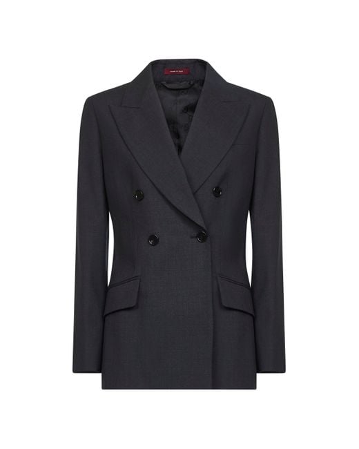 Gucci Blue Double-Breasted Wool Jacket By Gg