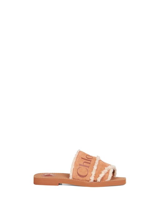 Chloé Pink Softy Suede Woody Mules