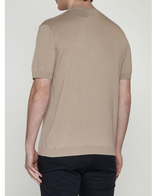 Tagliatore White Knit Cotton T-Shirt for men