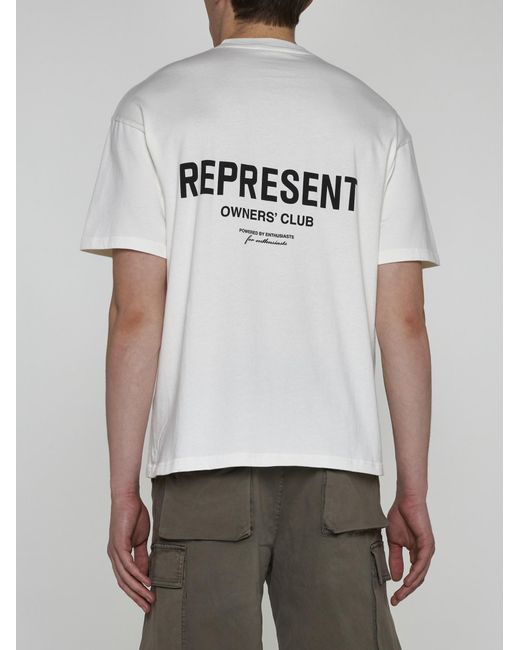 Represent White Logo Cotton T-shirt for men