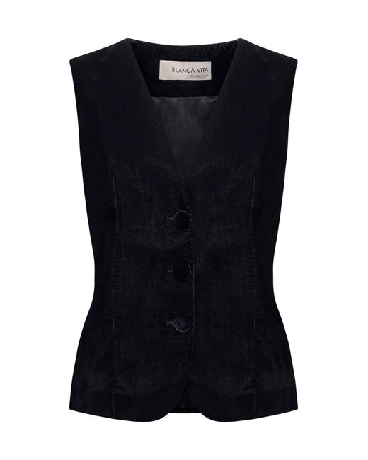Blanca Vita Black Velvet Galky Waistcoat