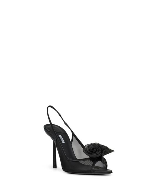 Le Silla Black Mesh Rose 100 Slingback Pumps