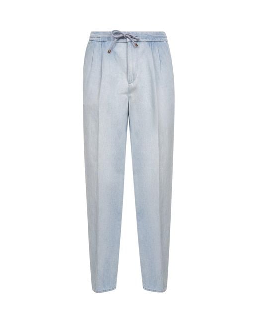 Pantalone Leisure Fit di Brunello Cucinelli in Blue da Uomo