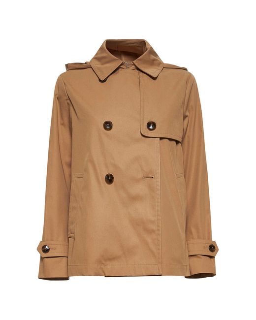 Herno Brown Camel Cotton Dean Short Trench Coat