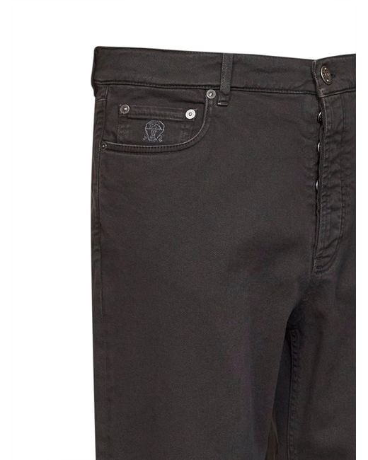 Brunello Cucinelli Gray Dark Garment-Dyed Lightweight Comfort Denim Iconic Fit Jeans for men