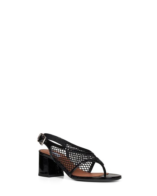 Alaïa Black Heeled Thong Sandals Fishnet & Patent