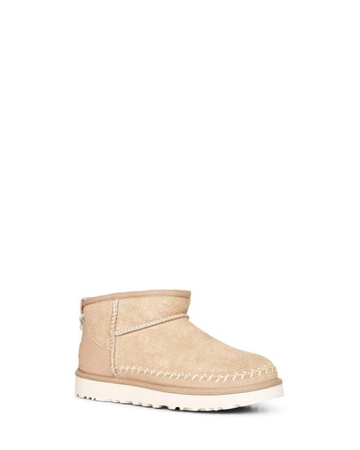 Ugg Natural Mustard Seed Classic Ultra Mini Biarritz Ankle Boots