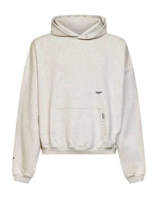 Represent White Cream Cotton Micro Owners Club Hoodie for men