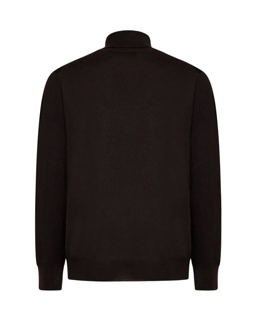D 40 Black Virgin Wool Turtleneck Sweater for men