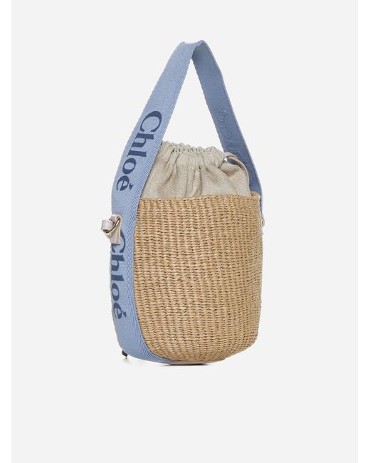 Chloé White Woody Straw Bucket Bag