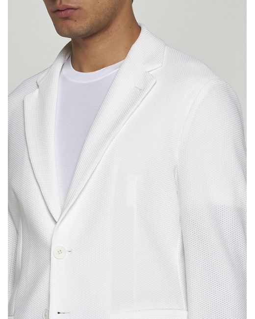 Giorgio Armani White Matelasse Silk Single-breasted Blazer for men