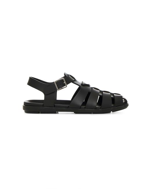 PRADA CALZATURE Black Rubber Fisherman Sandals for men