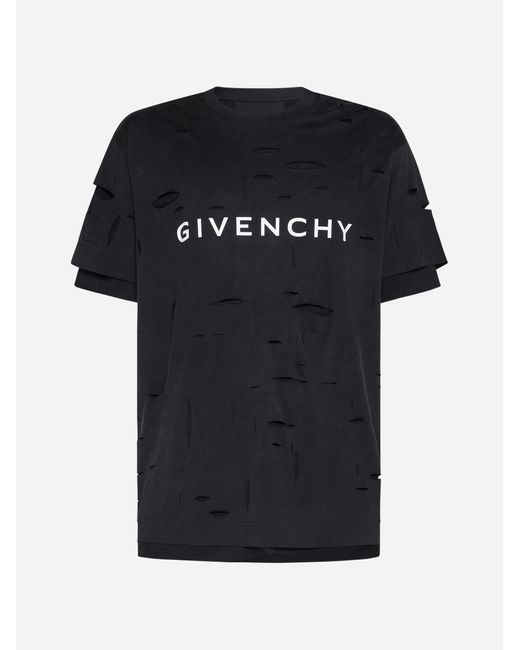 Givenchy Black 2 Layers Logo Cotton T-shirt for men