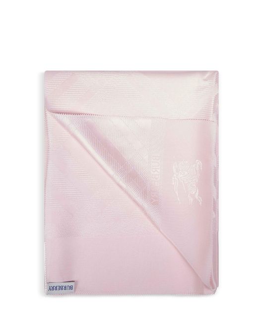 Burberry Pink Check Jacquard Silk Scarf