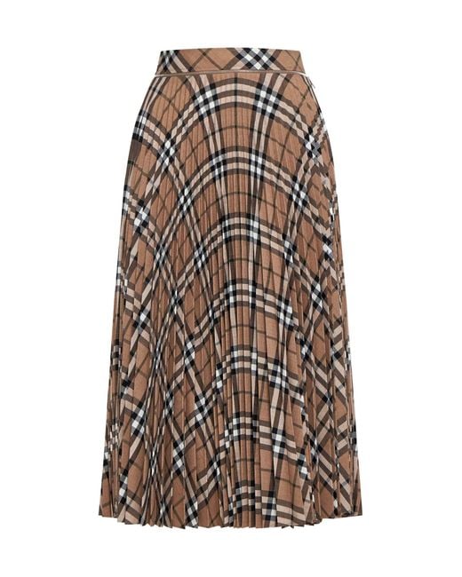 Burberry Multicolor Linden Check Wool Blend Pleated Skirt