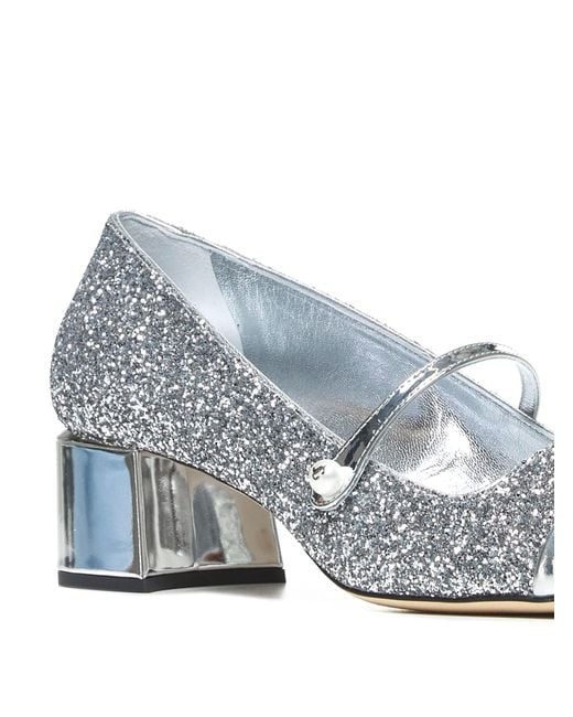 Jimmy Choo White Elisa Glitter Fabric Pumps