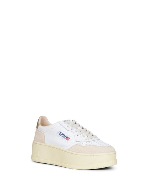 Autry White Leather And Suede Medalist Platform Sneakers