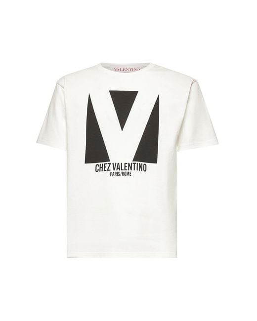 Valentino White Chez Print T-Shirt for men