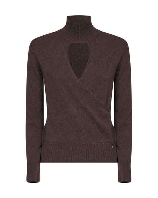 Herno Resort Brown Dark Chocolate Carded Wool Resort Sweater With Cut-Out