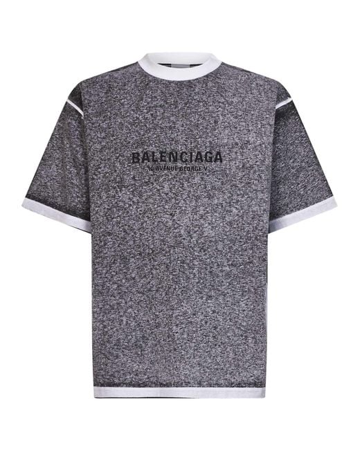 Balenciaga Gray Heathered-Effect Jersey Regular Fit T-Shirt for men