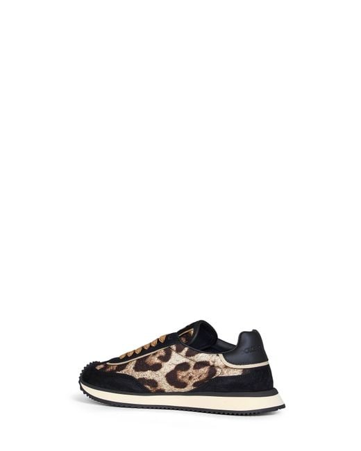 Dolce & Gabbana Black Leo-Print Fabric Dg Cushion Sneakers