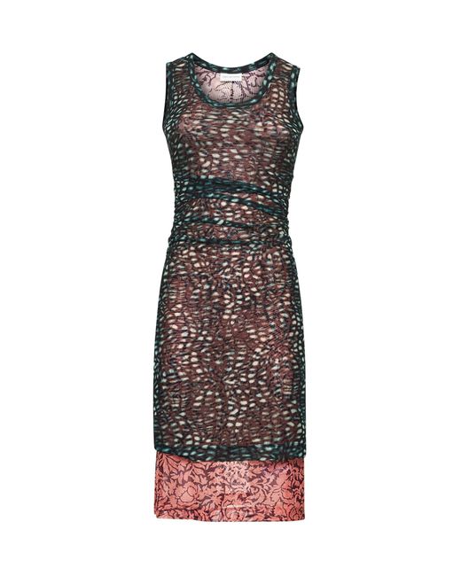 Dries Van Noten Green Printed Mesh Layered Midi Dress