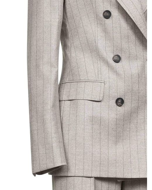 Tagliatore White Pinstripe Virgin Wool Paris Suit