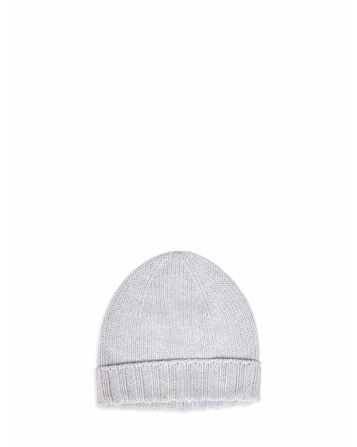 D 40 White Virgin Wool Knit Beanie for men