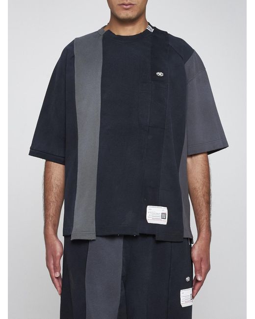 Maison Mihara Yasuhiro Blue Vertical Switching Cotton T-shirt for men