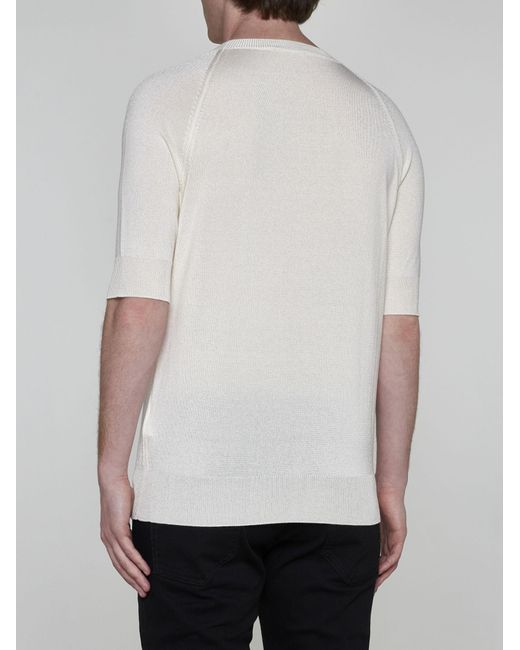 PT Torino White Cotton And Viscose Sweater for men
