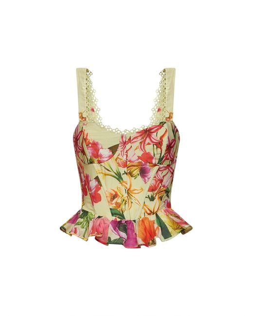 Charo Ruiz White Bustier Top Floret Cotton