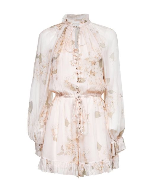 Zimmermann White Hydrangea Viscose Balance Playsuit