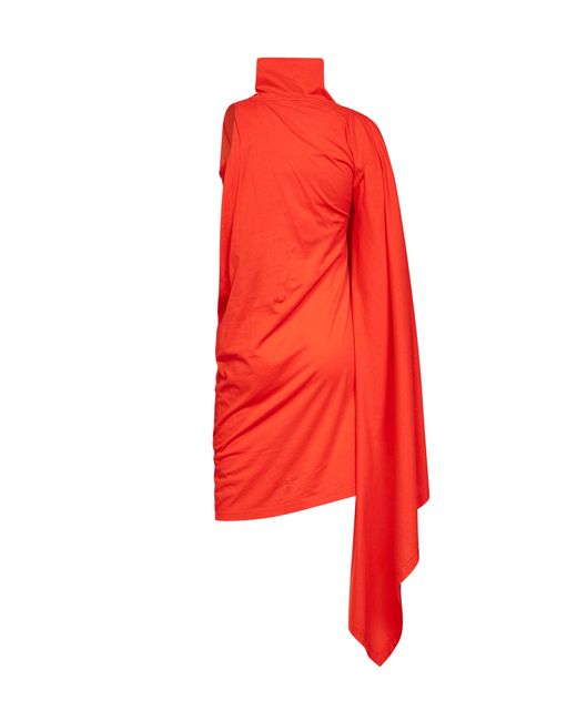 Balenciaga Red Sunset Draped Midi Dress