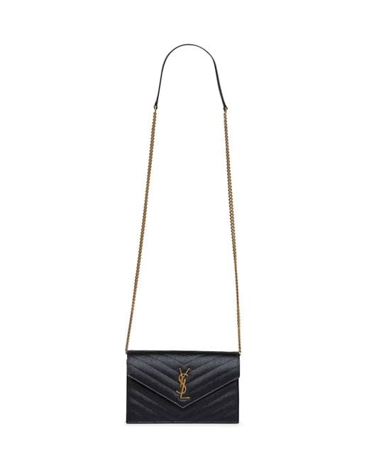 Saint Laurent White Cassandre Classic Envelope Clutch With Chain Shoulde Strap