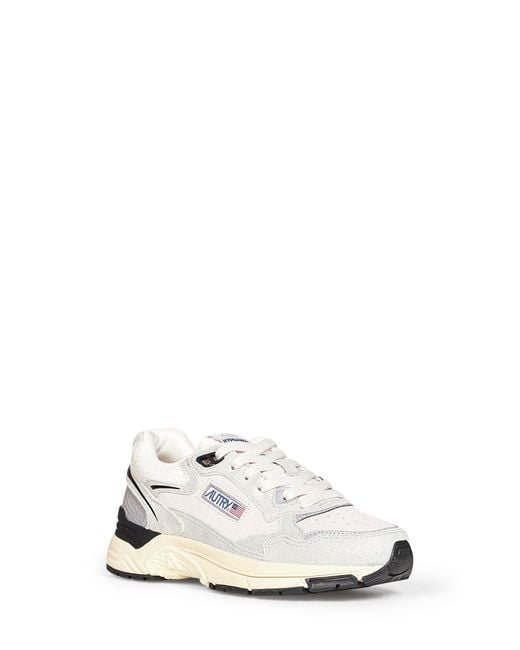 Autry White Mesh And Glitter Leather Hyperway Sneakers