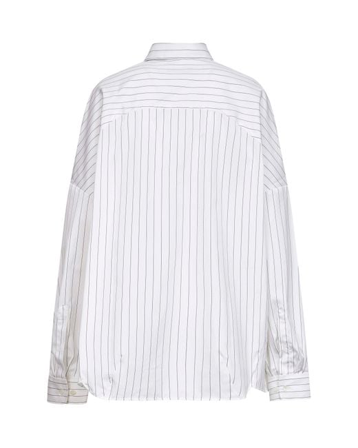 Dries Van Noten White Striped Cotton Cocoon Shirt