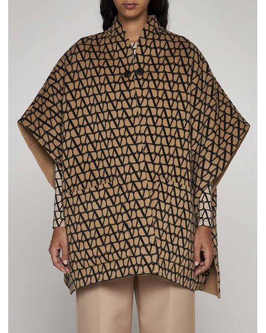 Valentino Reversible Wool Cape in Natural | Lyst UK