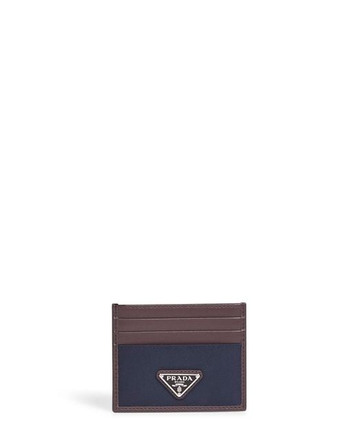 Prada White And Coffee Re-Nylon And Leather Card Holder for men