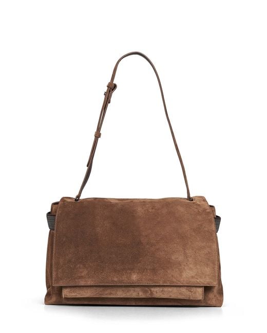 Brunello Cucinelli Brown Caramel Essence Crossbody Bag