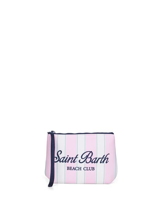 Mc2 Saint Barth White And Aline Striped-Print Clutch Bag