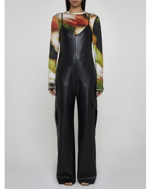 Stine Goya Black Remy Vegan Leather Jumpsuit