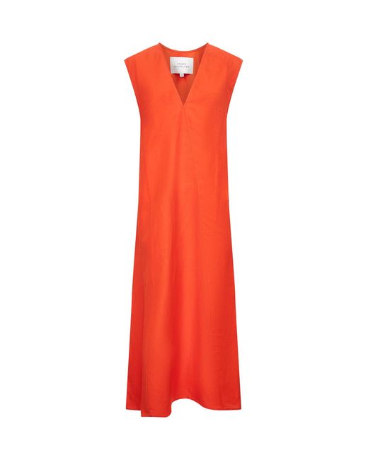 Studio Nicholson Red Linen Blend Lise Midi Dress