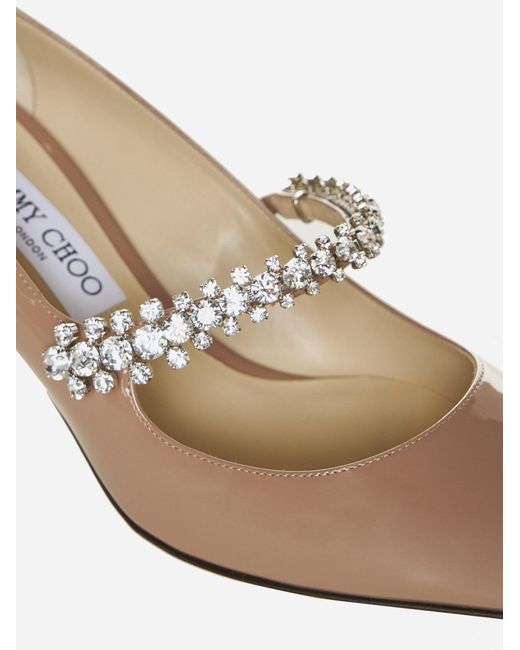 Jimmy Choo White Bing Crystals Patent Leather Pumps