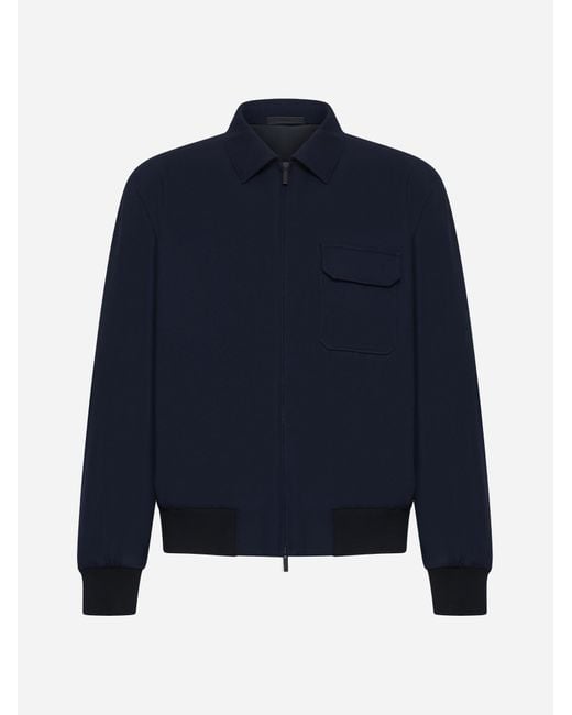 Giorgio Armani Virgin Wool Blouson in Blue for Men Lyst UK