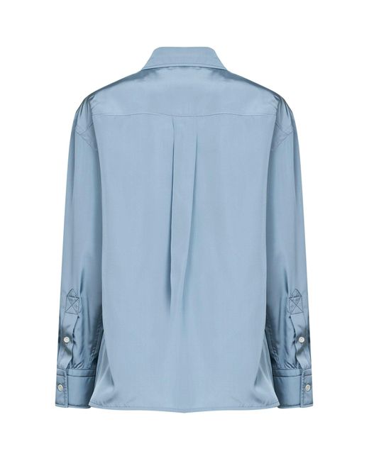 Bottega Veneta Blue Gravel Parachute Silk And Viscose Shirt