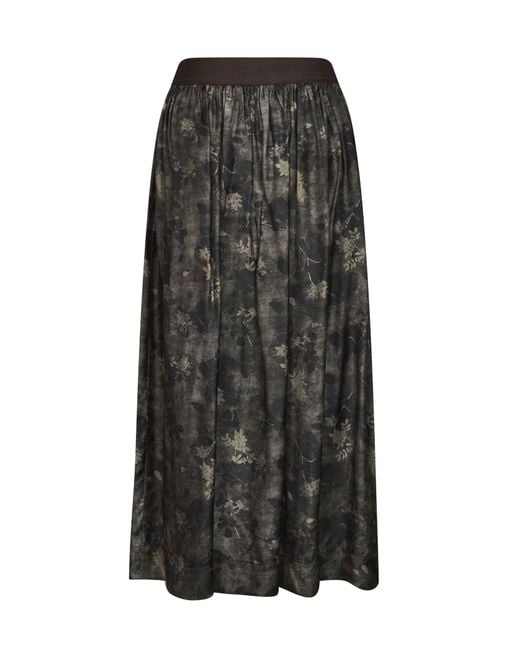 Uma Wang Black And Floral Moulay Gillian Midi Skirt