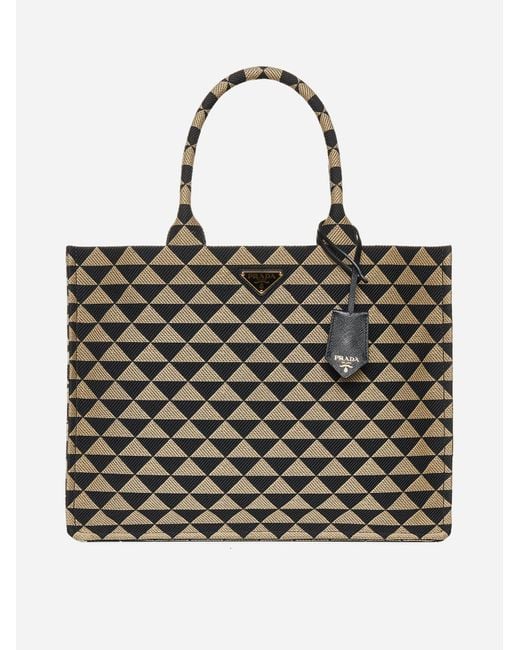 Prada Black Triangle Jacquard Tote Bag for men