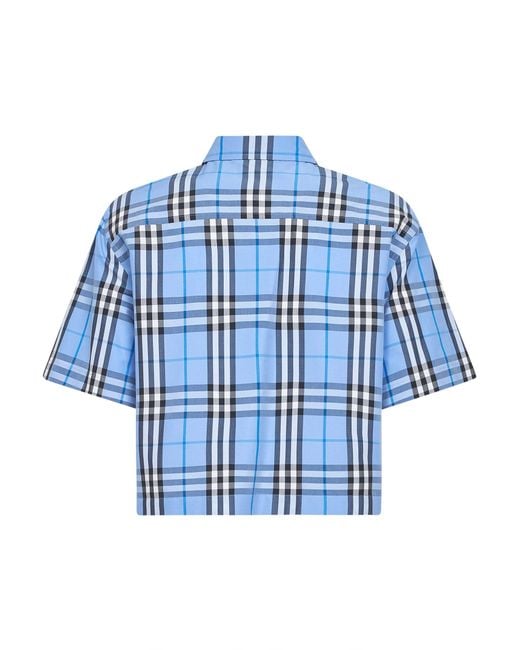Burberry Blue Cropped Cotton Shirt
