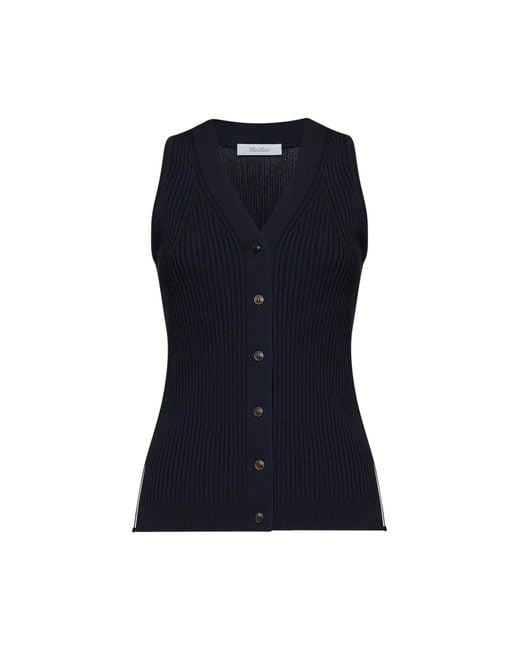 Max Mara Blue Ribbed Knit Mxmfiorire Vest